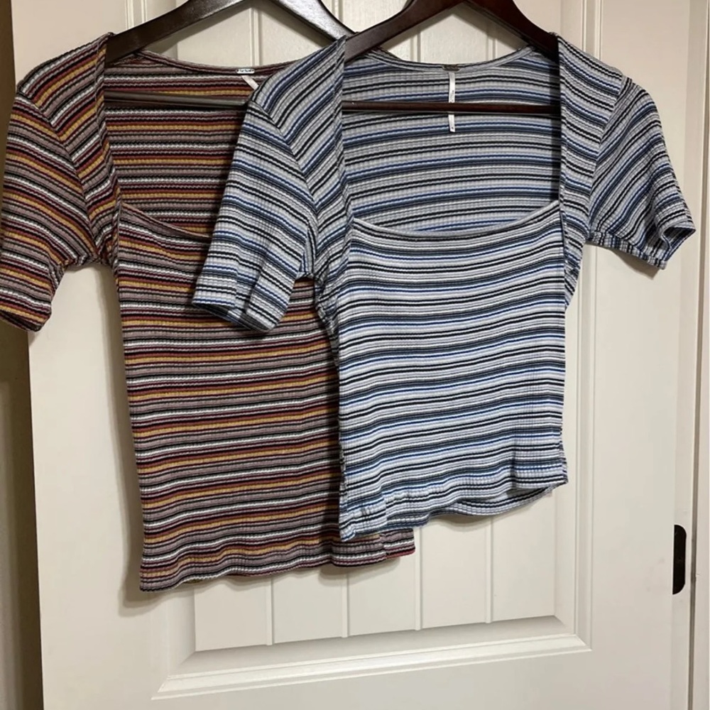2 free people striped shirts 
Short sleeves 
Size small